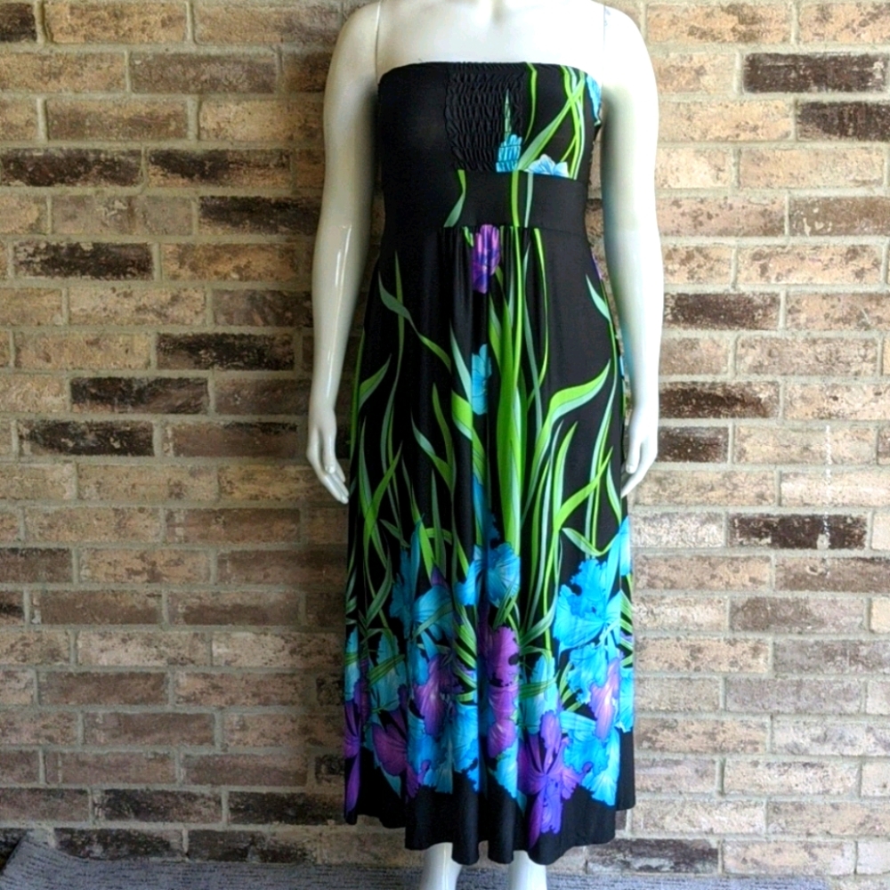 Avenue black with floral print sun dress